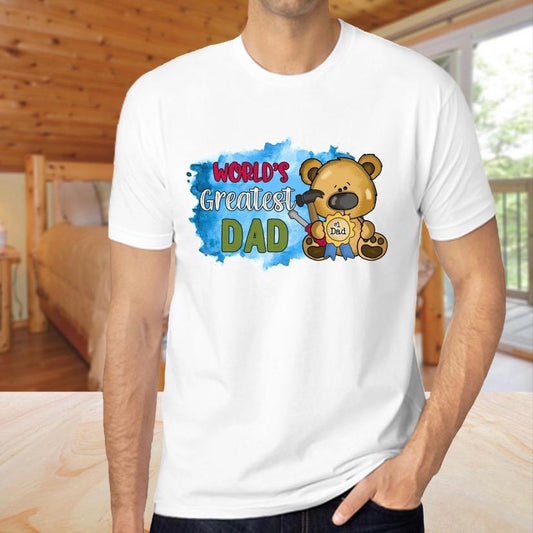 Worlds Greatest Dad Fathers Day Tshirt White Cotton