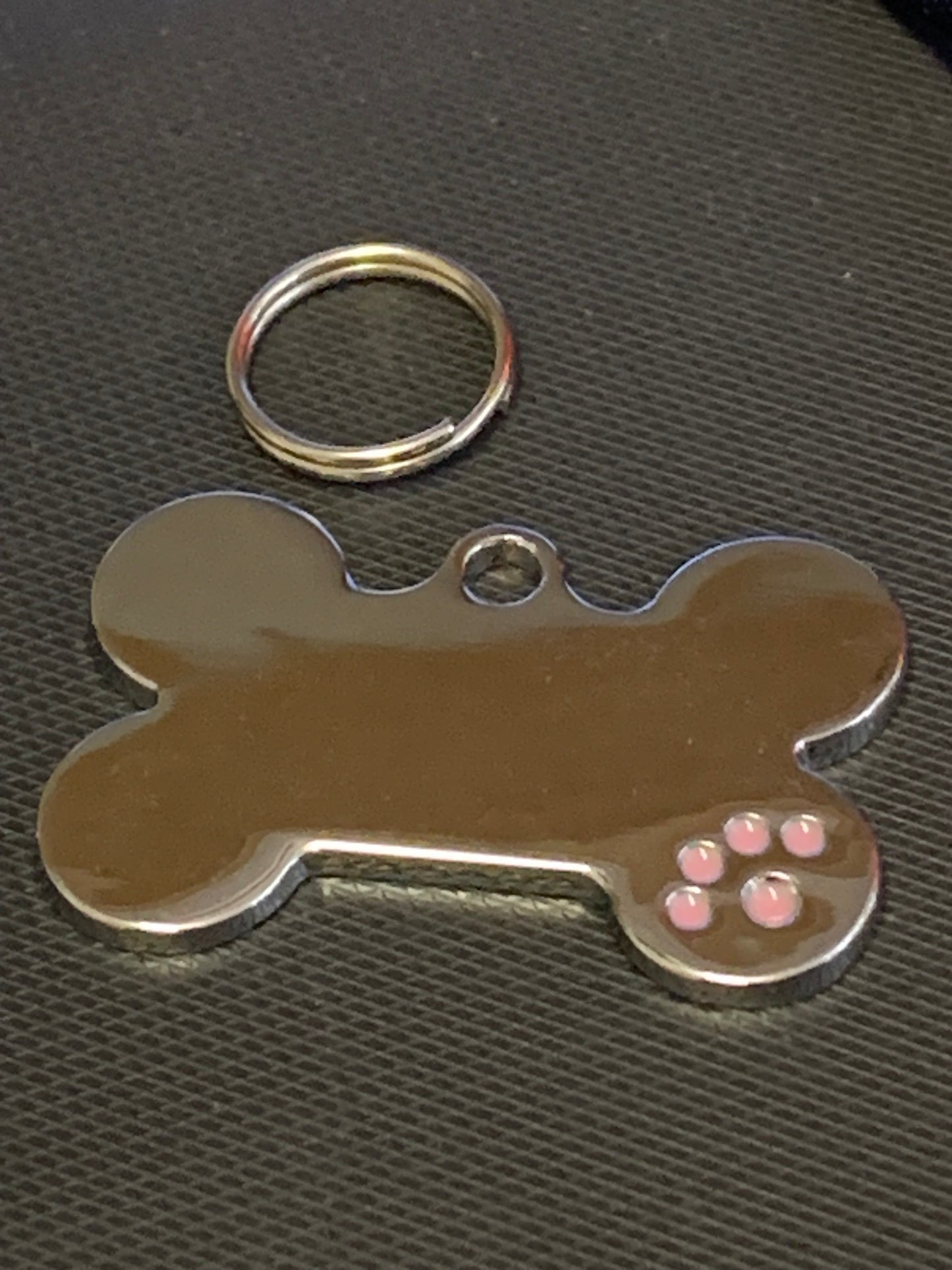 Bone Shape Coloured Paw Dog Puppy, Cat Name ID Engraved Tag