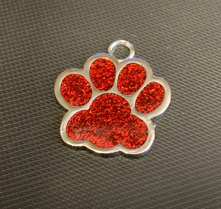 Paw Print Pet Dog Cat Name ID Tag