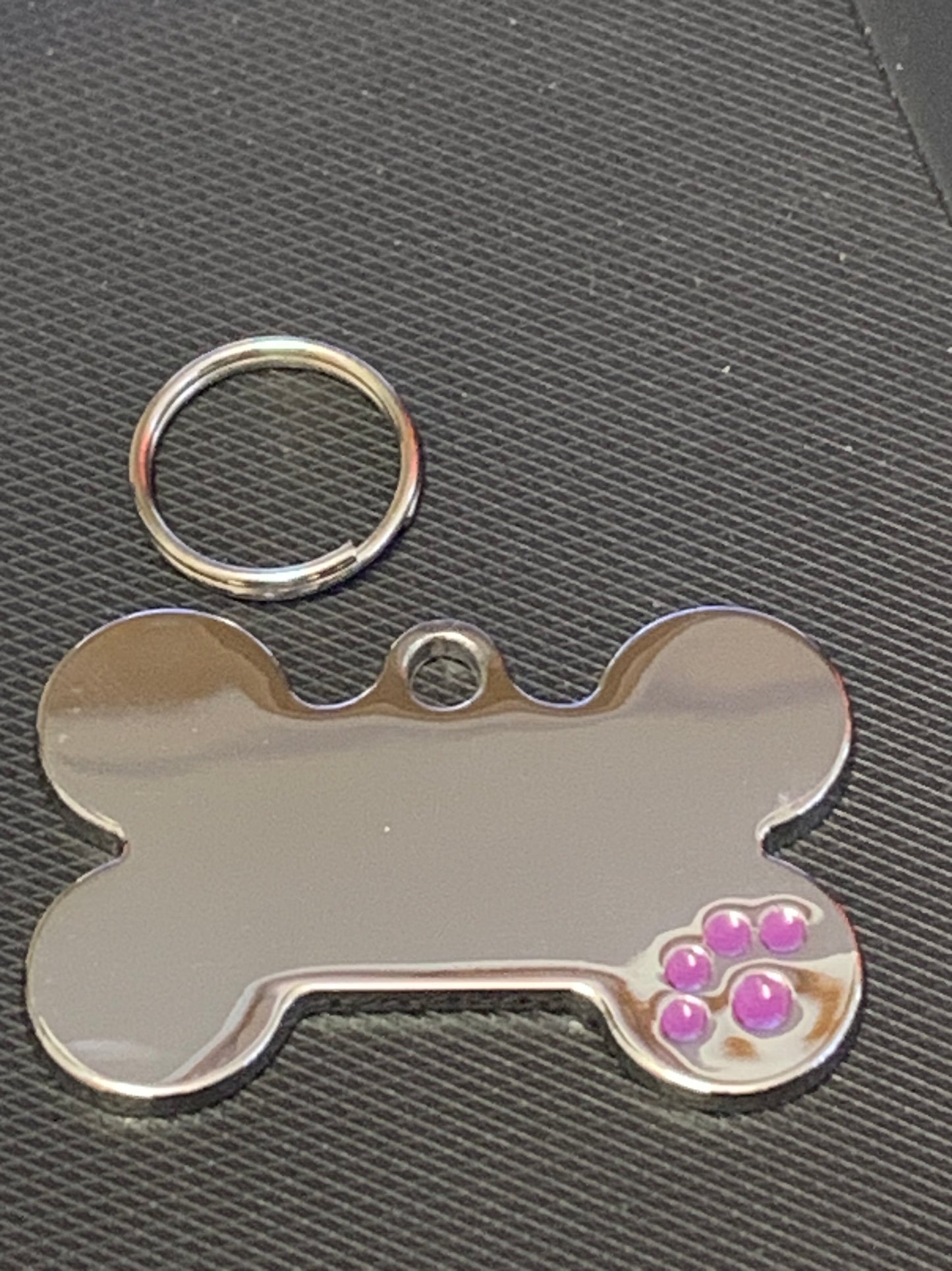 Bone Shape Coloured Paw Dog Puppy, Cat Name ID Engraved Tag