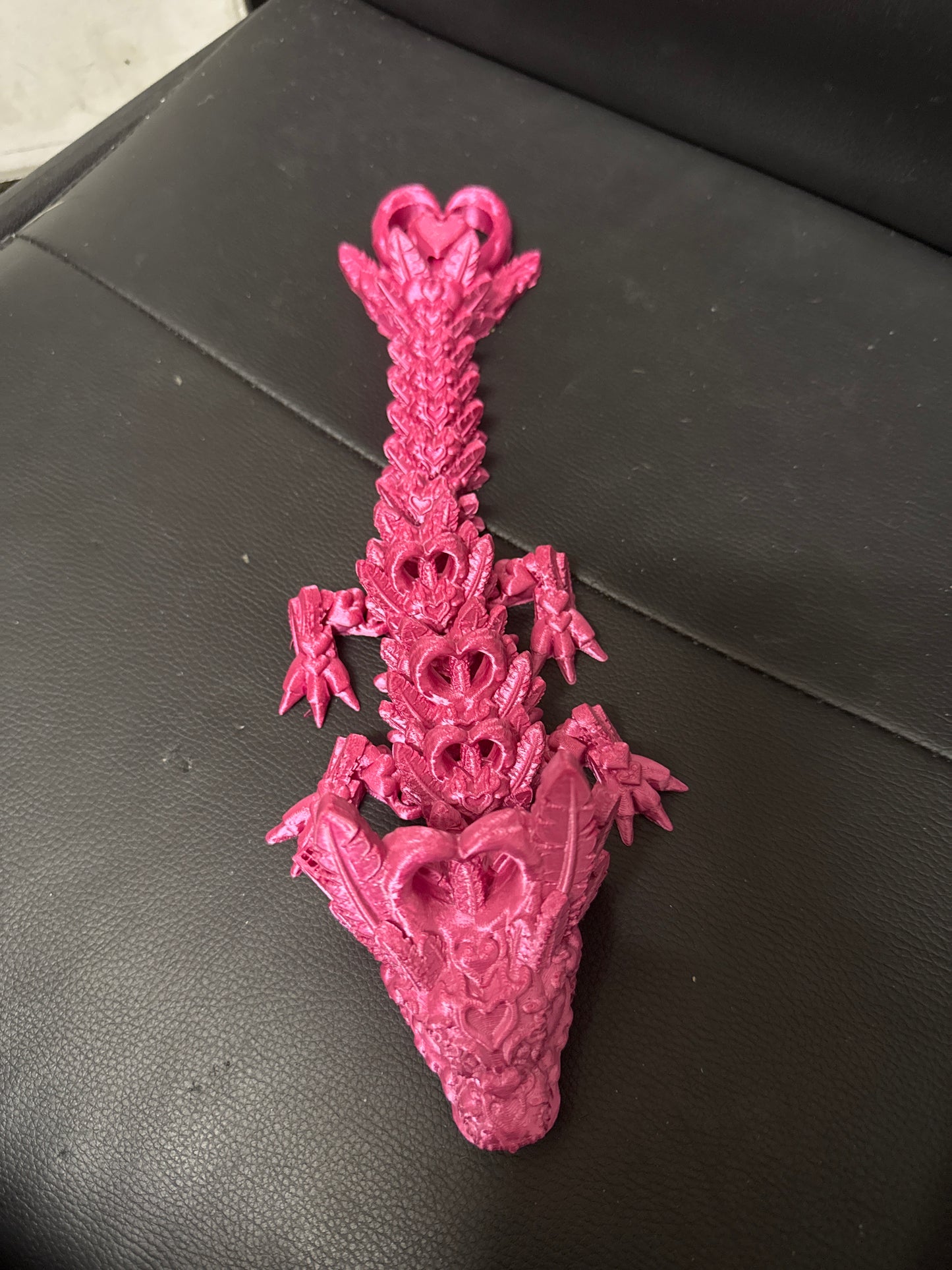 Pink Heart Flexible Fidget Valentines Day Dragon Large 3D Printed Articulated Sensory Toy For ADHD Autism Stimming Adults Kids