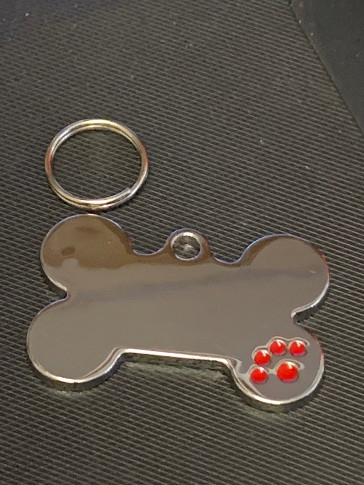 Bone Shape Coloured Paw Dog Puppy, Cat Name ID Engraved Tag