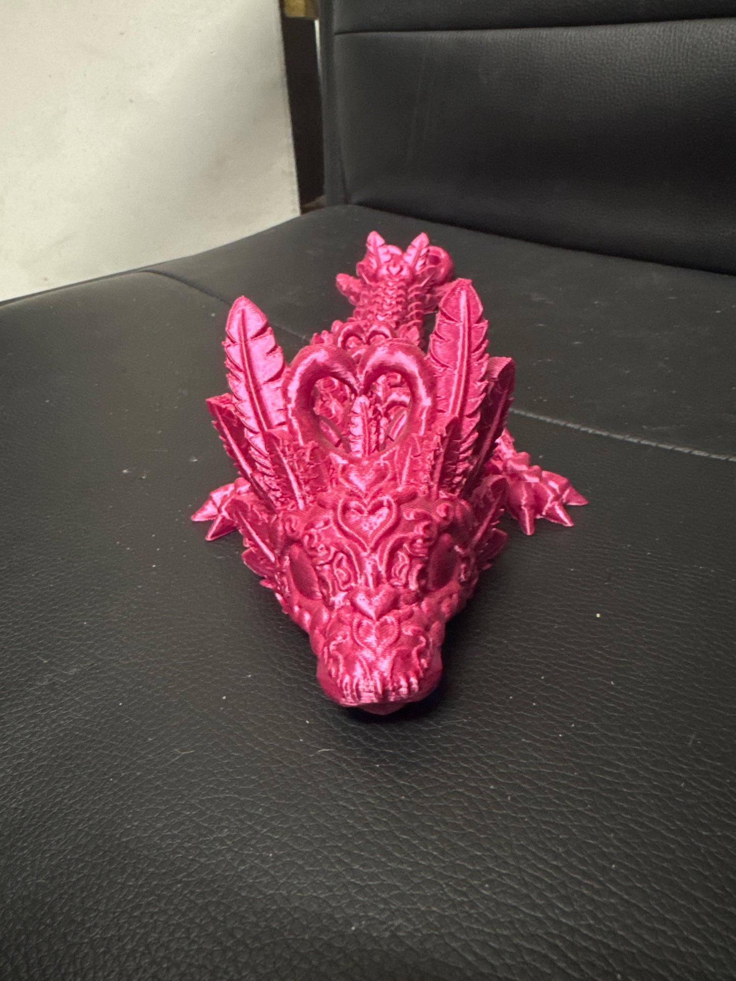 Pink Heart Flexible Fidget Valentines Day Dragon Large 3D Printed Articulated Sensory Toy For ADHD Autism Stimming Adults Kids