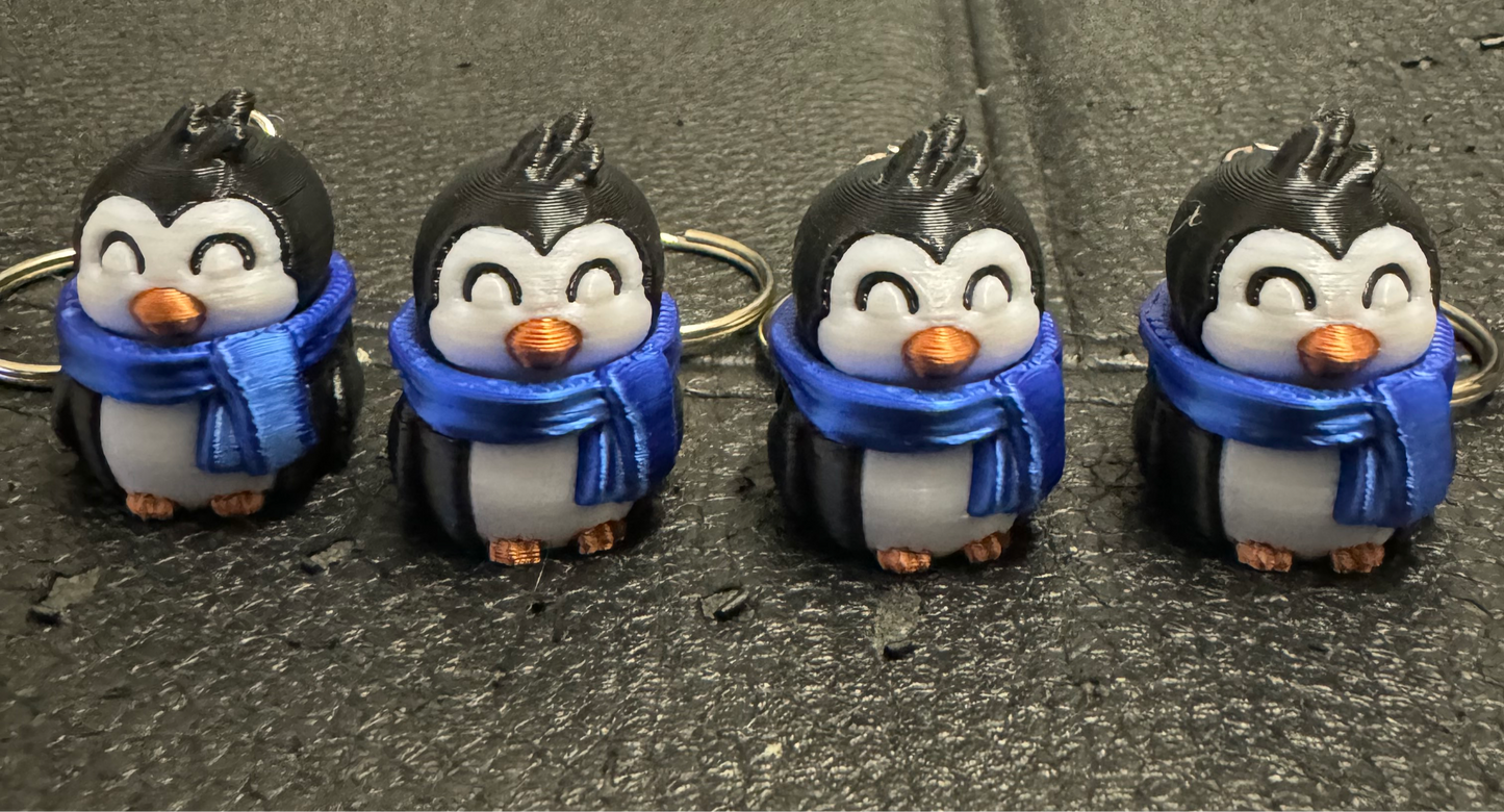 Penguin 3D Printed Spinning Fidget 3D Pla Printed Keyring, Kids & Adults ADHD 4CM High