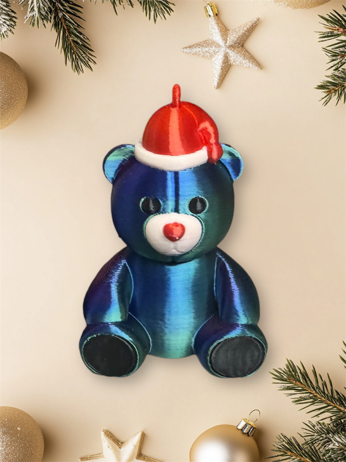 Christmas Bear - 3D Printed Pla Filament Christmas Ornaments for Christmas Tree Decorations, Hanging Christmas Decorations - 1 per order