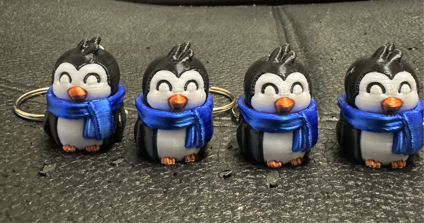 Penguin 3D Printed Spinning Fidget 3D Pla Printed Keyring, Kids & Adults ADHD 4CM High